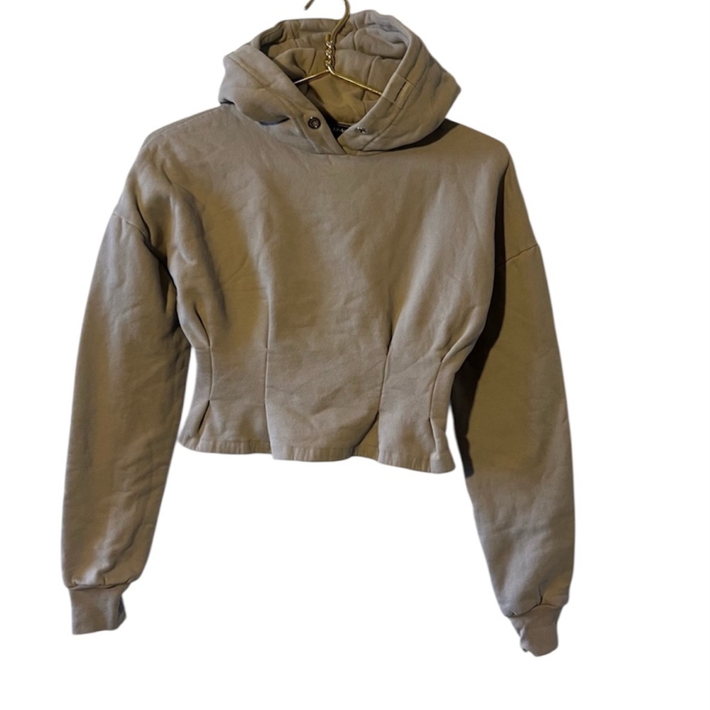 Maniere De Voir Gray Cropped Hoodie